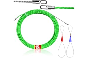 SEXYHOT 15M 50ft Fish Tape Cable Puller Kit, Cable Running Puller Rods, 4.5mm PET Electrical Cable Puller for Communication Cable, Wall, Floor Duct