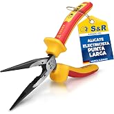 S&amp;R Long Nose Pliers 200 mm &ndash; Electric Pliers VDE Insulated 1000 V Professional. Cuts Electric Cable