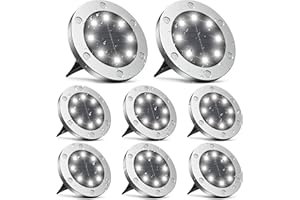 gabless Lampe solaire exterieur, lumiere solaire exterieur 8 Pièces, lampe solaire exterieur jardin 8LED, spot solaire exterieur IP65 Étanche, lampe solaire exterieur decorative Pour Chemin Terrasse