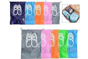 Binnan 10 Stück Schuhbeutel, Schuhtasche mit Transparente Fenster, Schuhsack mit Zugband Wasserabweisende Staubabweisende Schuhtaschen für Reisen oder Zuhause-Aufbewahrung