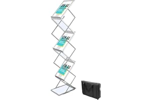 INMO Prospektständer faltbar I ALU/ACRYL Bodenprospektständer A4 Kataloghalter Falt-Prospektständer Pop-up Ständer Messe, Büro, (mit Tasche)