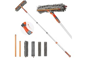 Eazer Raclette Vitre Professionnel 2-en-1, Lave Vitre Telescopique, Nettoyeur Vitre 162 cm pour Maison, Kit de Nettoyage de Fenêtres avec Tête Rotative et Orientable (Filetée + Télescopique)