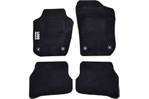 Rebeca Shop® Alfombrillas de coche compatibles para Ibiza desde 2014 | Alfombras moldeadas | de moqueta negra | Logotipo bordado talonera y clip de fijación (compatibles Ibiza desde 2014)