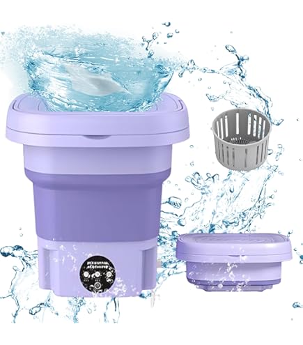 Mini Machine à Laver Portable 10L Koeutoze - Pliable, 3 Modes Tactiles, Panier Essorage Amovible, Pour Camping/Voyage