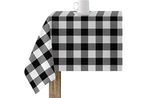 BL BELUM BELUM | Mantel resinado Antimanchas Cuadros 0120-101, Mantel Cuadros Vichy tamaño; 200x140 cm, Mantel Antimanchas NO Hule, Mantel Vichy Negro, Mantel Tejido 100% algodón orgánico