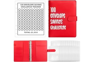 SALPPLEA 100 Umschläge Saving Challenge, Umschlag Challenge Binder, Sparbuch mit Geldumschlägen, Save Challenge Binder (einfarbig, rot)