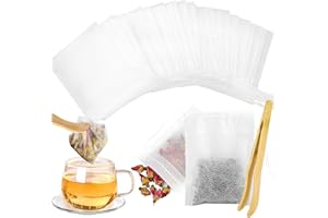 Tufa 200 Bolsas de Filtro de Té Desechables con Cordón, Bolsas de Te Vacias de Filtro de Malla + Clip de Té, Bolsitas de Té Vacía Filtro para Té Aromático, Especias, Vainilla, Lavanda, Café (7 * 9 cm)