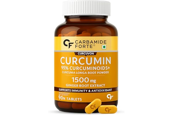 Carbamide Forte Curcumin Tablets with Piperine and 95% Curcuminoids Anti inflammatory Supplement for Adults With Curcuma Longa, Turmeric & Ginger Root extract 90 Veg Tablets