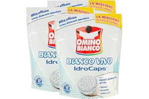 Omino Bianco - Additivo Lavatrice Bianco Vivo Idrocaps, Capsule Idrosolubili per Bucato, Azione Sbiancate e Smacchiante, 3 Confezione da 12 Caps ognuna