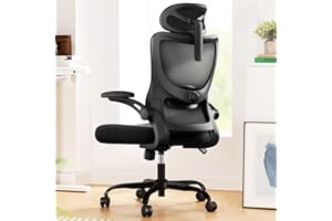 Marsail Ergonomic Office Chair: Computer Desk Chair with High Back Adjustable Lumbar Support 3D Armrests and Headrest 90°-130°Rocking Mesh Swivel Task Chairs for Home Office