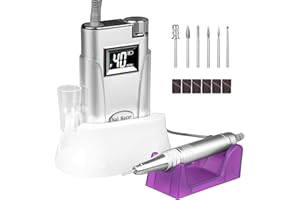 Torno para Uñas Profesional, AZ GOGO Torno de Uñas Inalambrico 40000RPM, Pulidor Portátil y Recargable, Lima eléctrica para Gel o Acrilicas, Set de Manicura y Pedicura Eléctrico con 6 Brocas