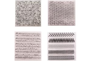 WOOYANGFUN Joyful Home 4pc/set Sentiment Music Note Brick Line Lace Background Rubber Clear Stamp for Card Making Decoration and Scrapbooking