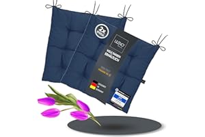 LILENO HOME Lot de 2 coussins de chaise 19 bleu foncé (40 x 40 x 6 cm) – Coussin d'assise pour jardin, cuisine ou salle à manger – Résistant aux UV pour l'intérieur et l'extérieur (Linda FUM)