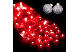 WoskjXas 100 stycken runda ballonglampor, miniballong, ljus, LED-ballong, lampor, runda LED-ballonglampor, miniballonglampor, för jul, halloween, dekoration [röd]