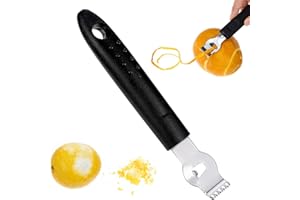 Ouligay Herramienta de rallador de limón, cuchillo de canal, pelador de cítricos, herramientas de barra de acero inoxidable para decorar cócteles, accesorios de barman