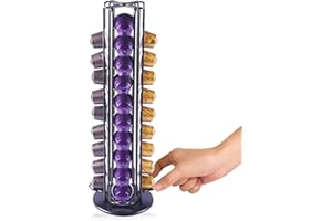 MeelioCafe Portacapsule rotante per 40 Nespresso capsule, porta capsule caffè rotante per cialde caffè Nespresso, accessori dispenser capsule Nespresso,Nero