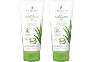 Derora Gel d'Aloe Vera | Contient des ingrédients 100% purs et naturels | pour guérir, apaiser et hydrater la peau, le visage et le corps | Sans cruauté et végétalien (200ml x2)