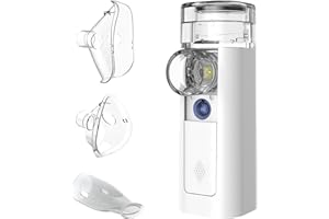 ‎OMRON mini Air 360+ Dystrybuowany przez OMRON | Przenośny cichy nebulizator dla dorosłych i dzieci | Z dwoma rozmiarami maski i ustnikiem | Do łagodzenia kaszlu i przeziębienia | Ładowany przez Micro-USB