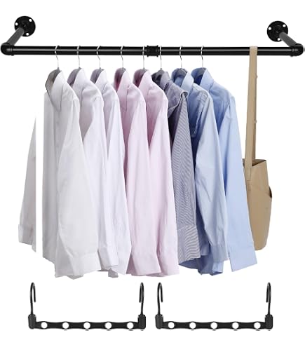 Portant Mural Industriel 80 Cm Acier Inoxydable - Style Loft, Fixation Murale, Rangement Vêtements, Blanc Mat
