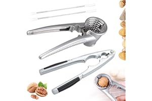 YISKY Nutcracker, 2 Pieces Walnut Plier Opener + 2 Pieces Nut Needle, Nut Crackers Tool, Funnel Walnut Pliers, Metal Nutcracker Multifunction, Metal Nut Cracker Tool for All Sorts of Nuts