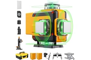 CTALYN Livella Laser Verde 4x360°, Livello Laser Professional 4D 16 Fili, Livella Laser Autolivellante, IP54 Antipolvere, Impermeabile, 2 Batterie Ricaricabili da 4800 mAh