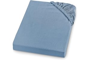 ‎SLEEPLING sleepling Biber Spannbetttuch, Feinbiber Spannbettlaken, Made in Germany, 100% Baumwolle, Matratzen bis 23 cm Höhe, Rundum Gummizug, Ökotex, waschbar 60 Grad, 90 x 200, hellblau