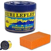 Nurileflef Kundura Boyası, 200 ml, Deri Ayakkabı Bakım Kremi, S&uuml;nger Hediyeli (Siyah)