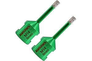 KURSTOL Lot de 2 forets diamantés de 6 mm avec filetage M14 pour perçage à sec de la porcelaine, de la céramique, du carrelage, du granit, de la pierre, du marbre, de la pierre brasée sous vide