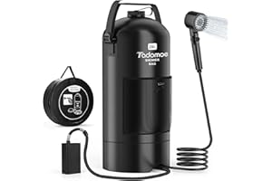 Tadomoe 20l Douche Solaire Camping avec Pompe, 2000mAh Douche Portable Chauffante avec Sac et buse pour extérieur Camping, Randonnée et Car