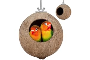 Balacoo Cuccia per uccelli in guscio di cocco – guscio di cocco naturale per uccelli, gabbia per pappagallini, pappagallini, pappagallini, animali domestici, senza pelucchi bianchi