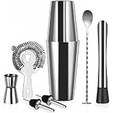 7 Par&ccedil;a Boston Shaker Kokteyl Seti, 750 ml Paslanmaz &Ccedil;elik Bar Seti, Hawthorne S&uuml;zge&ccedil; Jigger &Ouml;l&ccedil;&uuml; Kabı Muddler Karıştırma Kaş