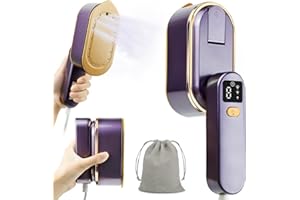 AGARELE Travel Clothes Steamer Portable Iron, LCD Screen 2 in 1 Handheld Steam Clothing Wrinkles Remover for Garments, 3 Steam Levels, 10S Fast Heat-up, 150ML Water Tank, Iron for Home, Office, Travel