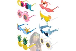 Lvefyti 8 Stück Party Brille Lustige Brille Party Sonnenbrille Neuheit Partybrillen Hawaiian Tropical Brille Kostüm für Kinder Erwachsene Sommerparty Strand Thema Party Zubehör Foto Requisite