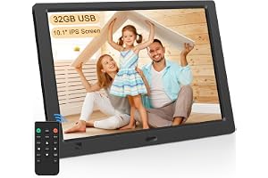 Digitaler Bilderrahmen Elektronischer Fotorahmen ohne WLAN, 10,1 Zoll IPS Bildschirm Photo