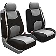 FH Group FB351GRAY102 Gray Flat Cloth Built-in Seatbelt Compatible Low Back Seat Cover, Set of 2