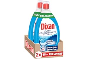 Dixan, Detersivo Lavatrice Ultra Concentrato, Pulizia Profonda del Bucato, Dona Brillantezza ai Capi, Freschezza di Lunga Durata, Formato 130 Lavaggi