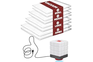 Vacbird Bolsas Vacío Ropa, con Bomba Eléctrica Portátil, 8 Bolsas de Vacio Para Ropa (2 pequeñas, 2 medianas, 2 grandes, y 2 extragrandes), para Guardar Ropa, Ropa de Cama, Edredones, Mantas