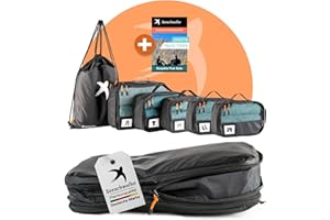 SEESCHWALBE Packing Cubes Compression | 6-Piece Set | Premium Packing Cube Compression as Ultralight Backpack Organiser or Suitcase Organiser | Ideal Packing Bags for Your Travel (Black)