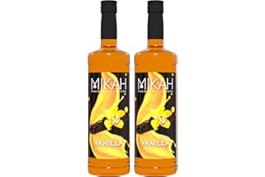 Mikah - Premium Flavors - Vanilla (Vaniglia) x2 | Sciroppo Per Drink e Dessert | Uso Professionale | 2 Bottiglie da 1 Litro (2x1000ml)