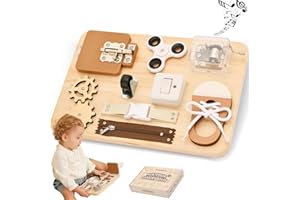 Potatomato Busy Board for Toddlers - Montessori Toys for Baby - Wooden Sensory Equipment Toys for Autism & ADHD - Educational Fidget Travel toys - Fine Motor Skills Gifts for Boys Girls