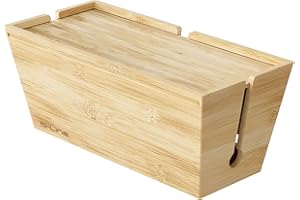 D-Line Boîte à Câbles en Bambou | Boîte de Rangement Naturelle pour Multiprises et Fils | Organiseur Écologique avec Couvercle Coulissant | Solution Élégante pour Cacher Les Câbles