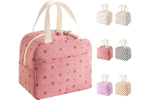 HouYa-Tec 10L Borsa Termica Porta Pranzo, Riutilizzabile Borsa Frigo Piccola Portatile, Pranzo Tote Bag, per Uomini Donne Bambini, per Ufficio Scuola Viaggi Campeggio All'aperto Picnic (fiori rosa)