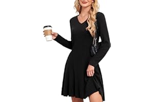 SENBATU Robe tricotée Femmes Automne élégant Pullover Robe Manches Longues col en V vêtements d'hiver