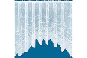 NetCurtainsUK Butterfly Jardiniere Arched Floral Pattern Net Curtains In White - Sold in Set Sizes (254cm (100'') Wide x 102cm (40'') Drop) (BUTTERFLYJARD01)