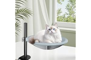 CISSIYOG Łóżko dla kota, regulowane 360°, hamak, zacisk na biurko, do 27 kg, miękka pluszowa poduszka, można prać, z 2 matami