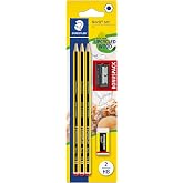 STAEDTLER Noris 120 School Set &ndash; 3 HB, Eraser &amp; Sharpener | HB Pencils Ready for School with Rubber &amp; Sharpener &ndash; Upcycled Wo