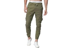 ZOEREA Pantalones Hombre Casuales Deporte Elásticos Joggers Largos Pants con Bolsillos Algodón Slim Fit Cargo Trouser de Hombres