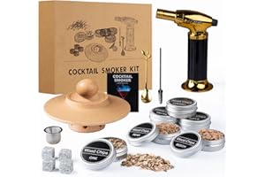 Jettory set da cocktail smoker con torcia elettrica vecchio stile whisky, set con sei tipi di trucioli di legno, regalo per papà, marito e amanti dei cocktail (non butano)