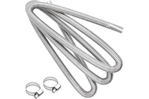 Flexible Pour Echappement 300 cm, JatilEr Voiture Tuyau d'Echappement, Tuyau d'Échappement de Chauffage de Voiture, Tuyau d'Évent de Gaz Diesel Avec Deux Pinces En Acier Inoxydable