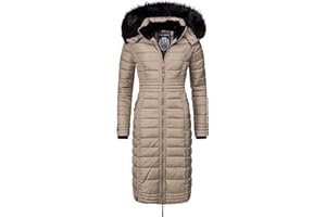 Navahoo Damen Wintermantel Warmer Steppmantel lang mit Kapuze Umay XS-XXL